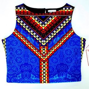 BISOU BIOU-Size M-Sleeveless Aztec Crop Top.